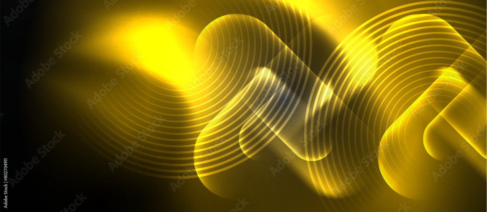 Poster a close up image capturing a vibrant yellow wave against a dark black background, creating a strikin