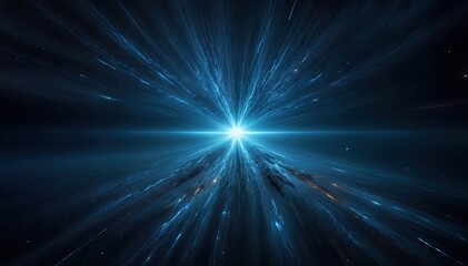 Fototapeta premium Blue Cosmic Scene Glowing Center, Radiating Light