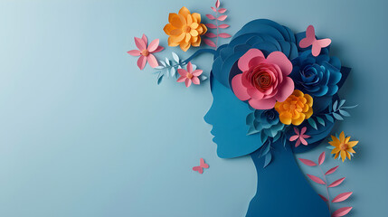 Floral paper art decorations celebrating Women's Day
