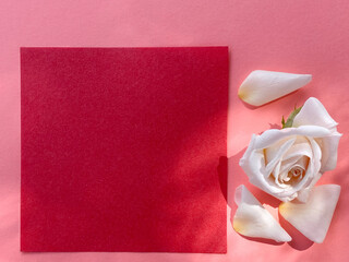 Red paper background for copy space. Stock photo.