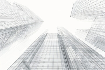 Fototapeta premium Architectural blueprint of urban skyscrapers