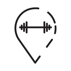 Gym Location Pin Line Icon