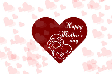 happy Mother's Day Weishes card template, vector illustration, happy Mother's Day Weishes card of illustration vector, design, art, vector, pink, red, mother, women, child, white,