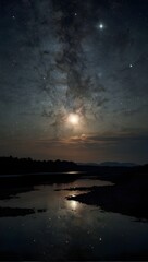 A cluster of stars twinkling in the dark expanse of the lunar sky