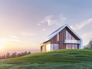 Obraz premium Modern home facade with stylish exteriors. Real Estate concept image.