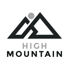 Simple Mountain Logo. Middle of Mountain Letter H for High.
