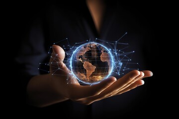 a woman holding a globe in her hands.