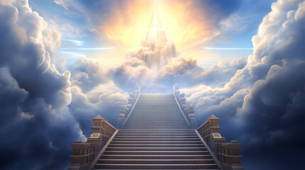 stairway with cloud on background