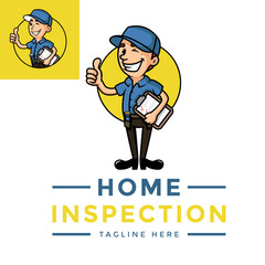 Cartoon Character Home Inspection Logo Template Design Patch.
