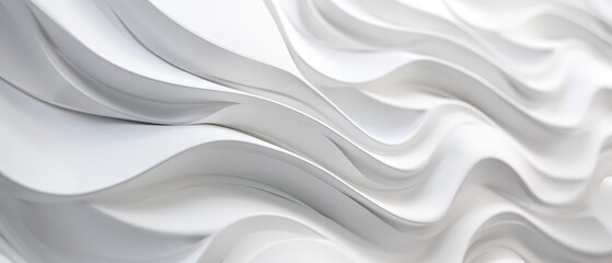 Obraz premium Background of a clean white minimalist design merges smooth wavy lines with a serene aesthetic, Sharpen 3d rendering background