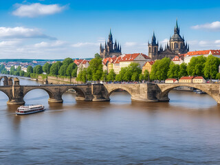 Naklejka premium charles bridge city