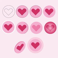 Vector illustration love icons, heart simple pictograms pack, Valentine's Day set. Love Like sign, isolated on white background Editable stroke line symbol logo