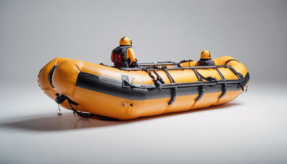 inflatable rescue boat, isolated white background  