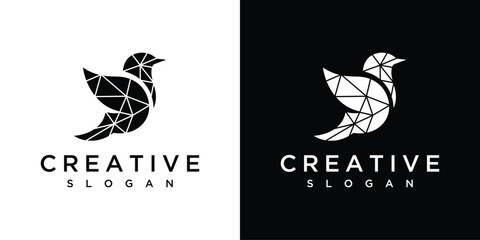 Obraz premium geometric bird hipster logo vector icon illustration
