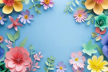 Playful paper cut flowers bring a whimsical feel to the education template, fostering a fun learning environment, blank frame template sharpen with large copy space