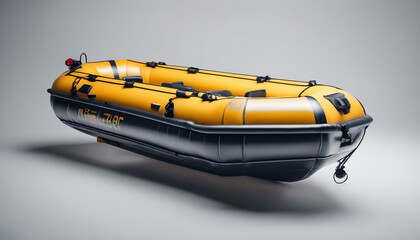 inflatable rescue boat, isolated white background  