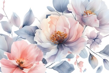 Watercolor Floral Bouquet, Showcasing Flowers in an Elegant and Artistic Style