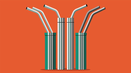 Sleek stainless steel straws salvaged from old soda cans and handpolished for a new life in your kitchen.. Vector illustration