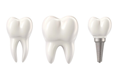set of white teeth isolated on white background