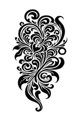 Botanical black and white pattern. For use on tattoos, posters, textiles, T-shirt printing. Generated by Ai