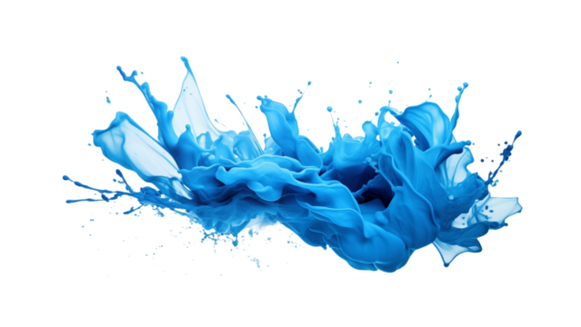 A dynamic splash of blue liquid against a black backdrop, capturing a fluid and energetic movement. Generative AI