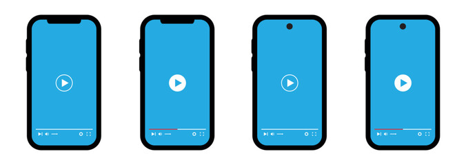 Video player on phone screen template icon. Multimedia player template icon, vector illustration