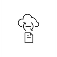 Cloud Sharing icon. Cloud Sharing icon for web services and data management. Features upload and download arrows symbolizing synchronization of documents in a digital network. Vector illustration