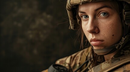 Courageous female soldier returning home from the army. copy space for text.