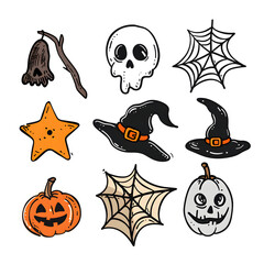Obraz premium halloween background with pumpkin and witch