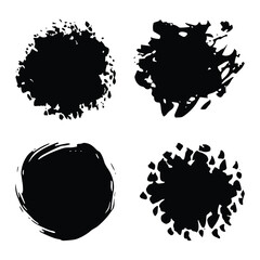 Set of black paint, ink brush strokes, brushes, lines.