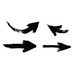 Set of black paint, ink brush strokes, brushes, lines.