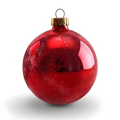 red christmas ball isolated on white background,  Big round glass ball .