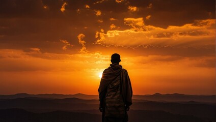 silhouette of a person at sunset