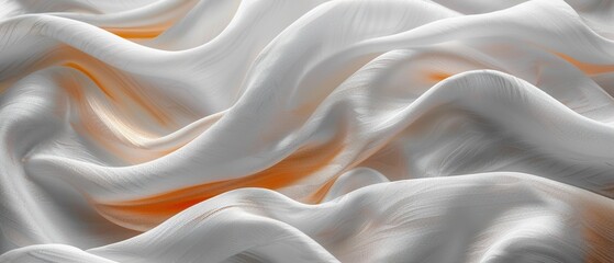 A white fabric with a pattern of a wave , golden