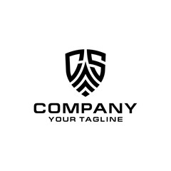 CS shield letter logo design template.