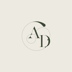 beautifull monogram initial elegant line concept AD feminine wedding style letter