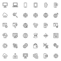 Technology and Digital line icons set