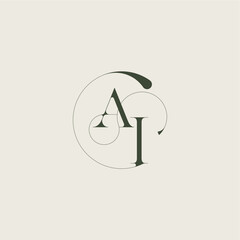 beautifull monogram initial elegant line concept AI feminine wedding style letter