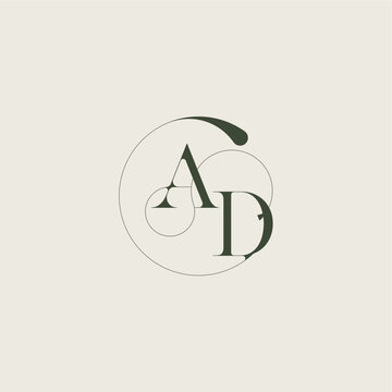beautifull monogram initial elegant line concept AD feminine wedding style letter