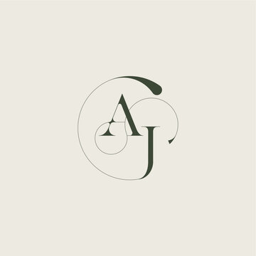 beautifull monogram initial elegant line concept AJ feminine wedding style letter