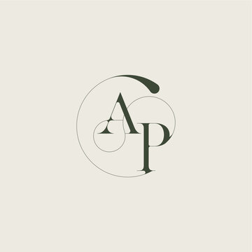 beautifull monogram initial elegant line concept AP feminine wedding style letter