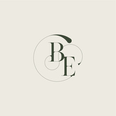 beautifull monogram initial elegant line concept BE feminine wedding style letter