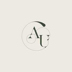 beautifull monogram initial elegant line concept AU feminine wedding style letter