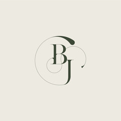 beautifull monogram initial elegant line concept BJ feminine wedding style letter