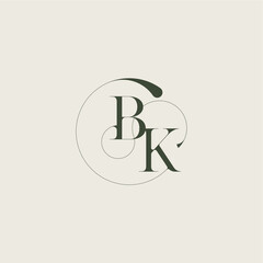 beautifull monogram initial elegant line concept BK feminine wedding style letter
