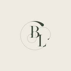 beautifull monogram initial elegant line concept BL feminine wedding style letter