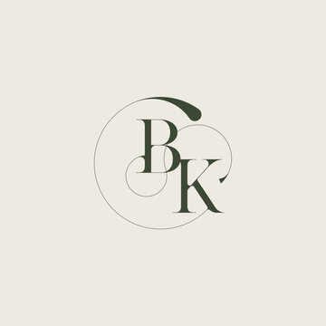beautifull monogram initial elegant line concept BK feminine wedding style letter
