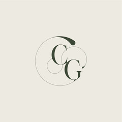 beautifull monogram initial elegant line concept CG feminine wedding style letter