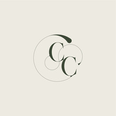 beautifull monogram initial elegant line concept CC feminine wedding style letter