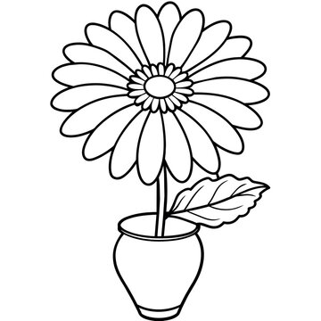 recommend clip art: Daisy flower on the vase outline illustration coloring book page design, Daisy flower on the vase black and white line art drawing coloring book pages for children and adults
                    